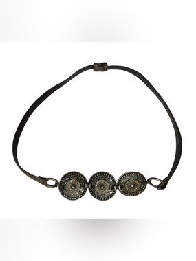 Chico's Black Belt with Antique Gold Medallion Accents